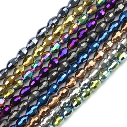 100pcs 4*6mm Rice Grains Austrian Crystal Oval Shape Plated Color Loose Beads For Jewelry Making Bracelets Necklace DIY