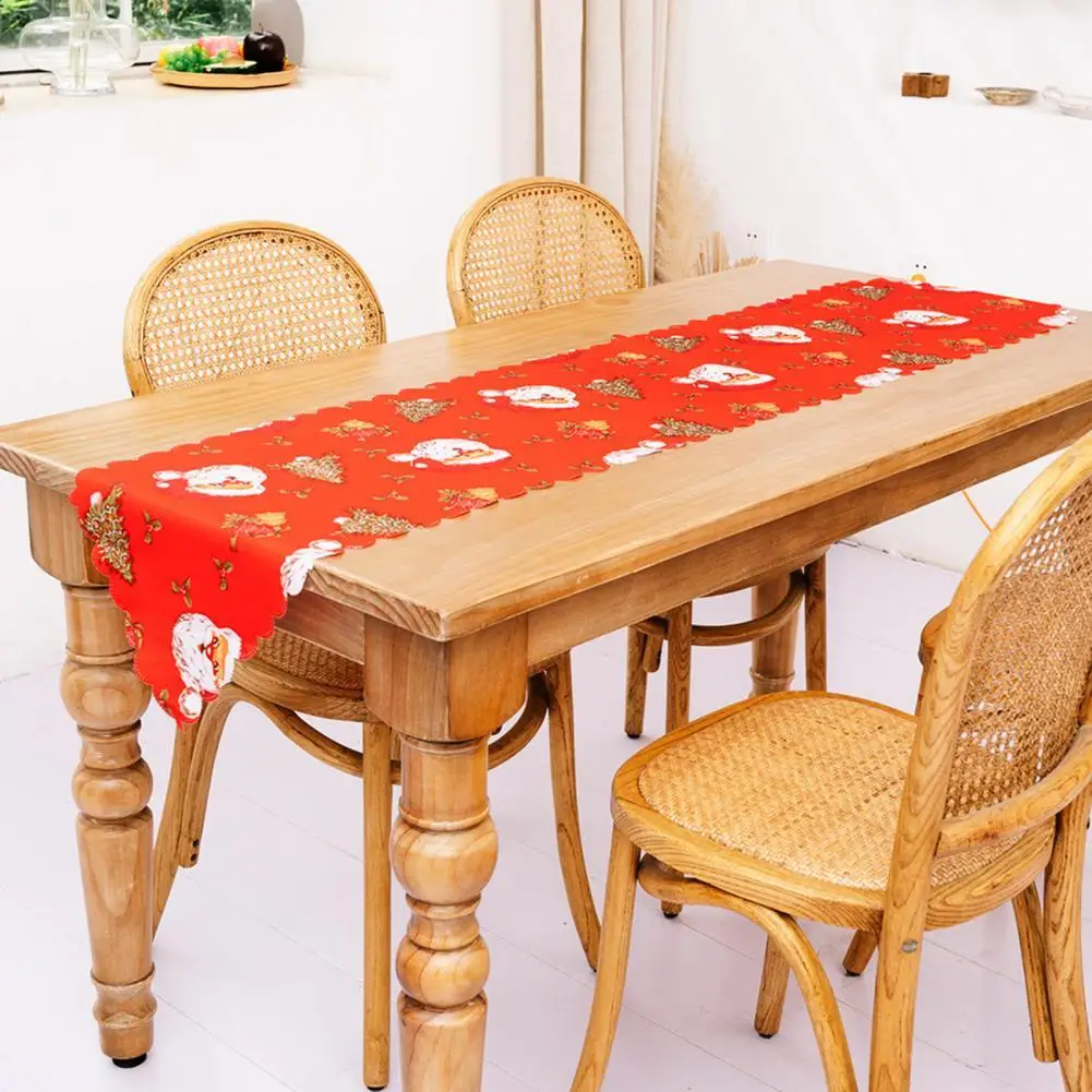 Table Runner Foldable Soft Comfortable Tear Resistance Christmas Decoration Table Runner for Home