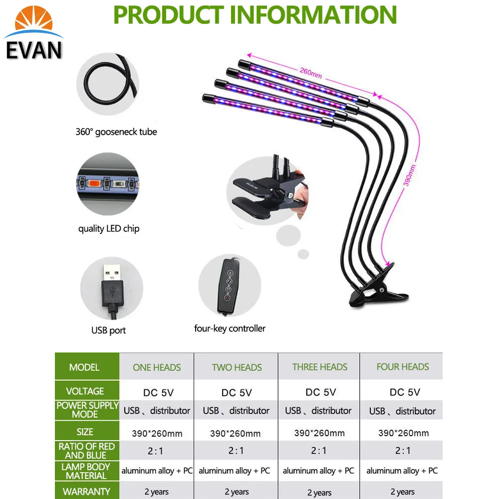 LED Grow Light Full Spectrum Phyto Lamp USB Port with Timer Clip Grow Lamp for Plants Seedlings Flower Indoor Fitolamp Grow Box