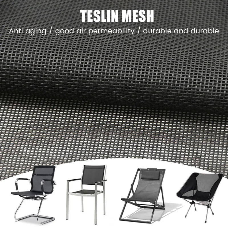 Teslin Mesh Fabric For Diy Office Chair Recliner Beach Lounge Chair Placemat PVC Outdoor Waterproof Mesh Fabric Black