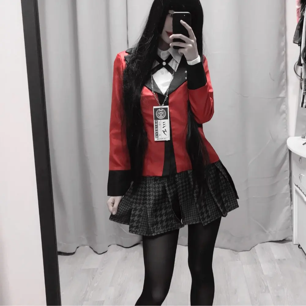 Kakegurui Yumeko Jabami Cosplay Costumes Japanese High School Uniform Halloween Party Cosplay Costumes Wigs For men Women Girls