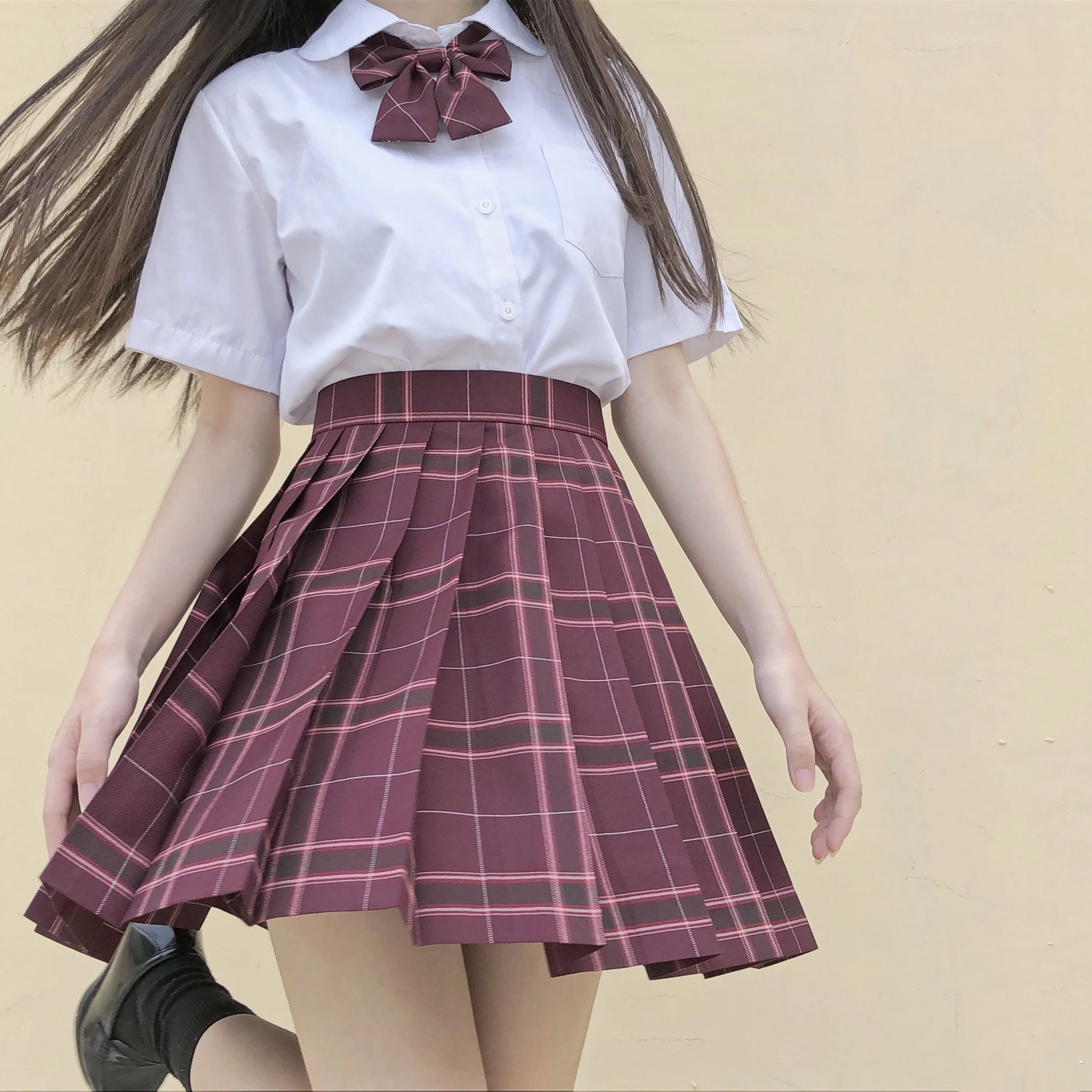 [Lycoris radiate] Short long sleeve Japanese Student Girls School Jk Uniform Top Large Middle High School Uniforms High Waist