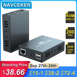 2023 200m HDMI USB Extender RJ45 IP Network KVM Over IP Extender By Cat5 Cat5e Cat6 1080P HDMI KVM Extender TX By UTP/STP Ports