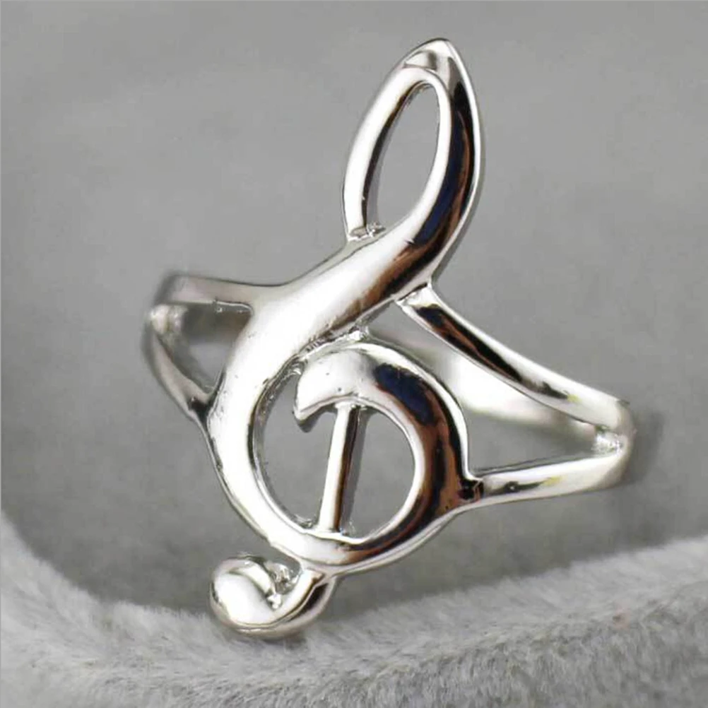 1Pc Fashion Cute Silver Color Musical Music Note Ring Treble Clef Ring Jewelry Gift