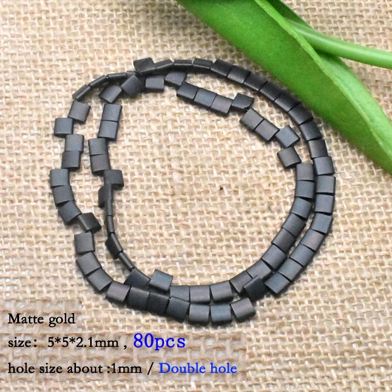 Natürliche Stein Perlen Matte Bunte Mineral Zwei Löcher Hämatit Perlen Quadratische Spacer Perlen Für Schmuck Machen Geschenk DIY Armbänder