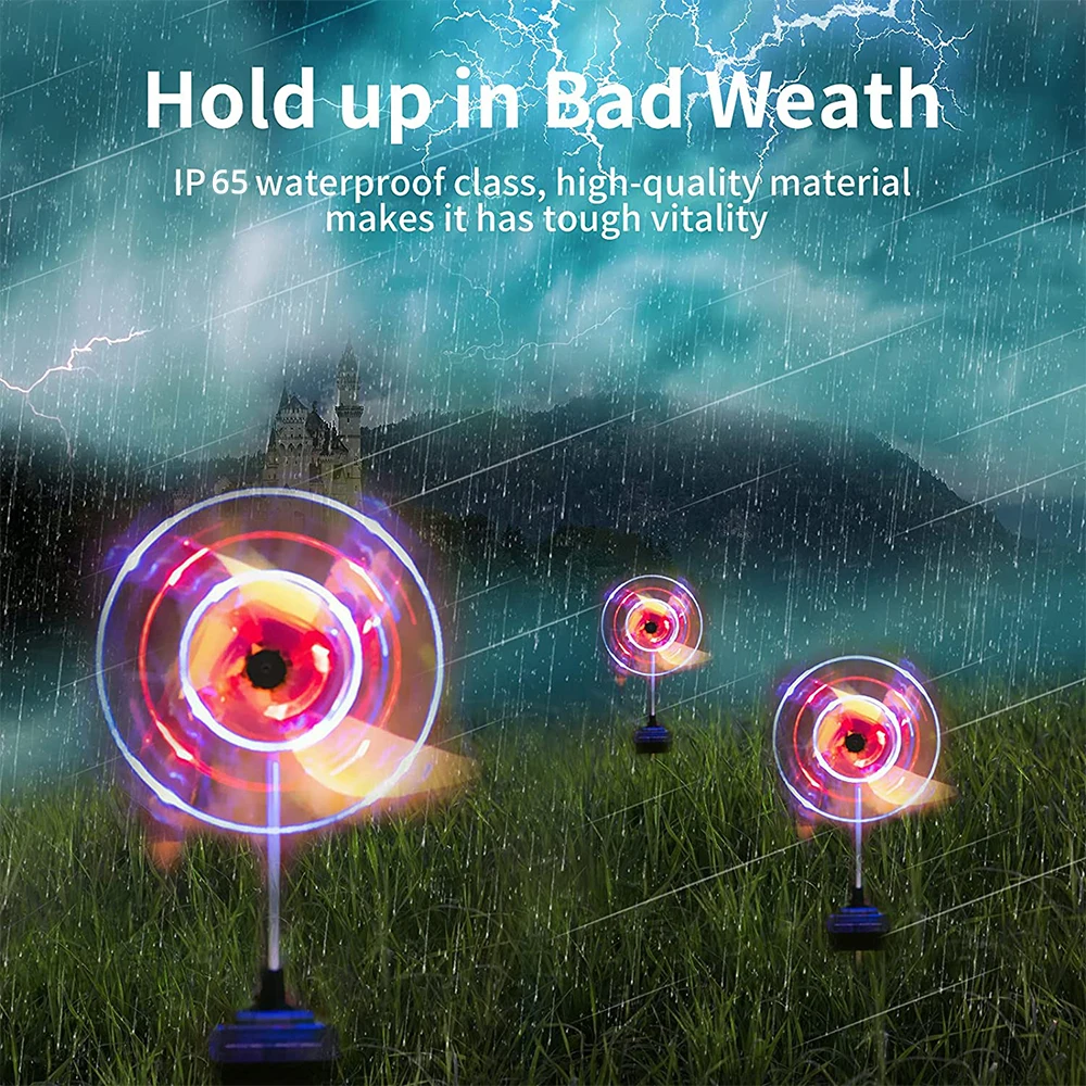 Solar Windmill Light 32LED Spotlight Lawn Decoration Light 8 Mode Waterproof Outdoor Garden Light Suitable for Garden Lawn Path