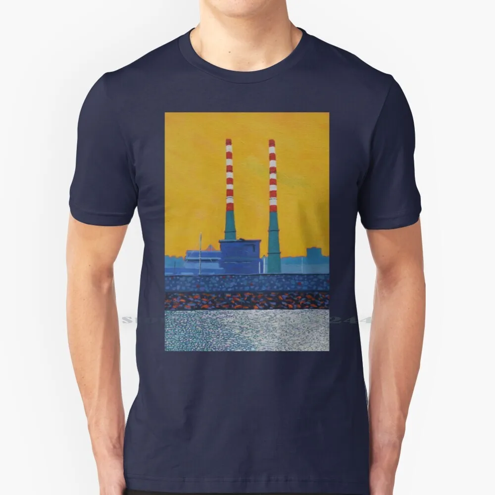 The Poolbeg Chimneys ( Dublin , Ireland ) T Shirt Cotton 6XL Ireland Irish Landscape City Dublin Poolbeg Pigeon House Chimneys