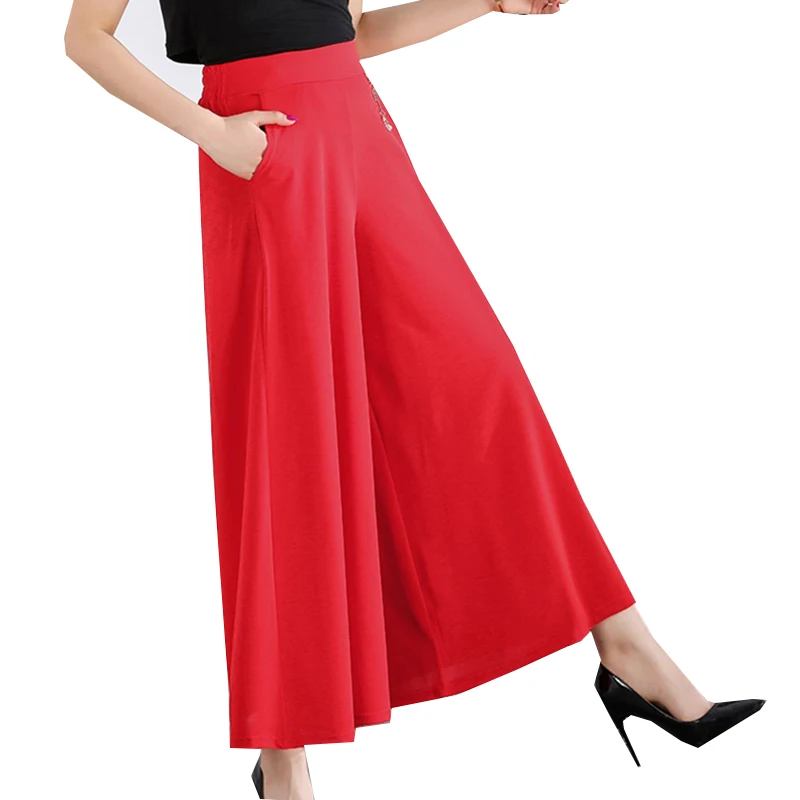 

2023 Summer Women Wide-leg Pants New Female Bigfoot pants Casual Middle-aged Loose thin High-waist Nine-point Pants oversize 5XL