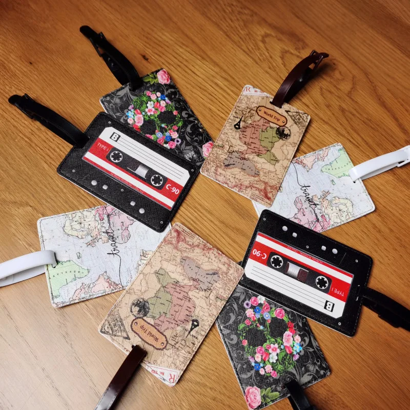 Creative World Map High Quality Luggage Tag Travel Accessories PU Suitcase ID Addres Holder Baggage Boarding Tag Portable Label