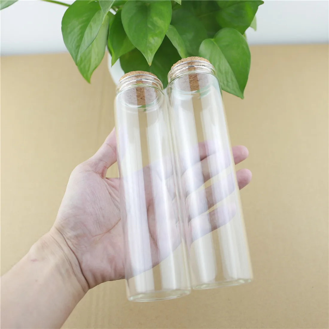 12pcs/lot 47*180mm 240ml Cork Stopper Glass Bottles Spicy Storage Jar Bottle Containers Glass spice storage Jars Vials DIY Craft