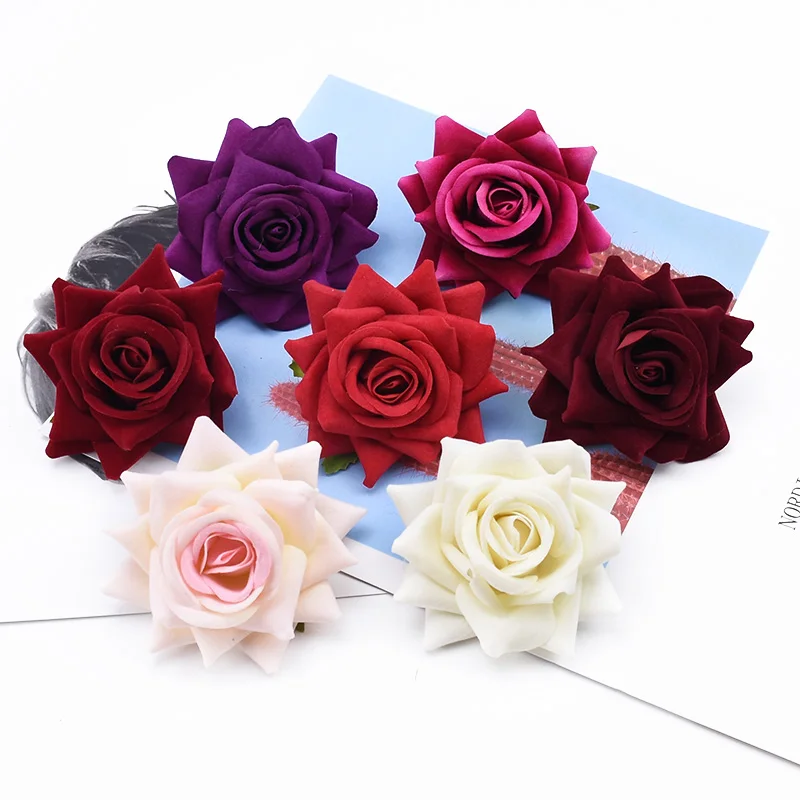 Artificial Flower Flannel Roses Wedding Bridal Accessories Hot selling gardens Home Vase Party Decorative  DIY Gifts Scrapbook