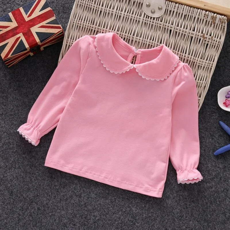 جديد ربيع الخريف طفل رضيع ملابس المدرسة الفتيات بلوزة بيضاء القطن الفتيات قميص بلايز الاطفال قمصان فتاة قمصان طويلة الأكمام #3