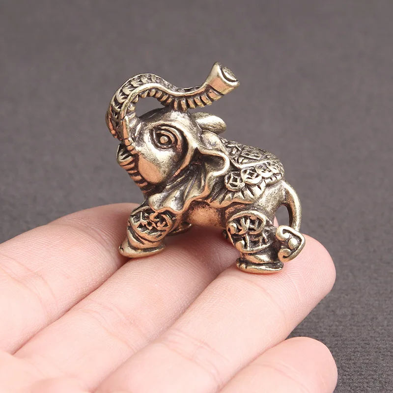 Pure Brass Solid Elephant Figurines Home Desktop Ornaments Creative Bronze Animal Miniatures Home Decoracion Tea Pet Desk Decor