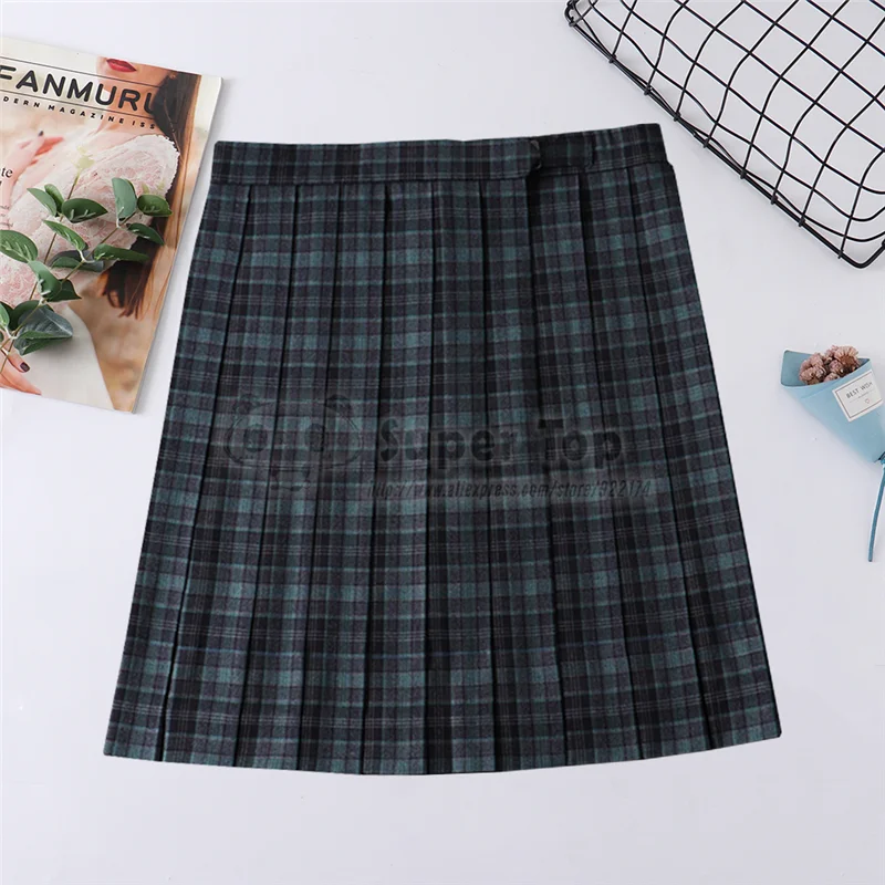 Algen JK Uniform Anzug Grün Plaid Rock Echte Top Studenten Schule Für Gefühl Rock Vollen Satz Von Herbst und Sommer anzug Frauen