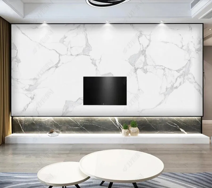 Papel de parede HD stylish atmosphere simple jazz white marble background wall 3d wallpaper,bedroom KTV bar mural wall decor