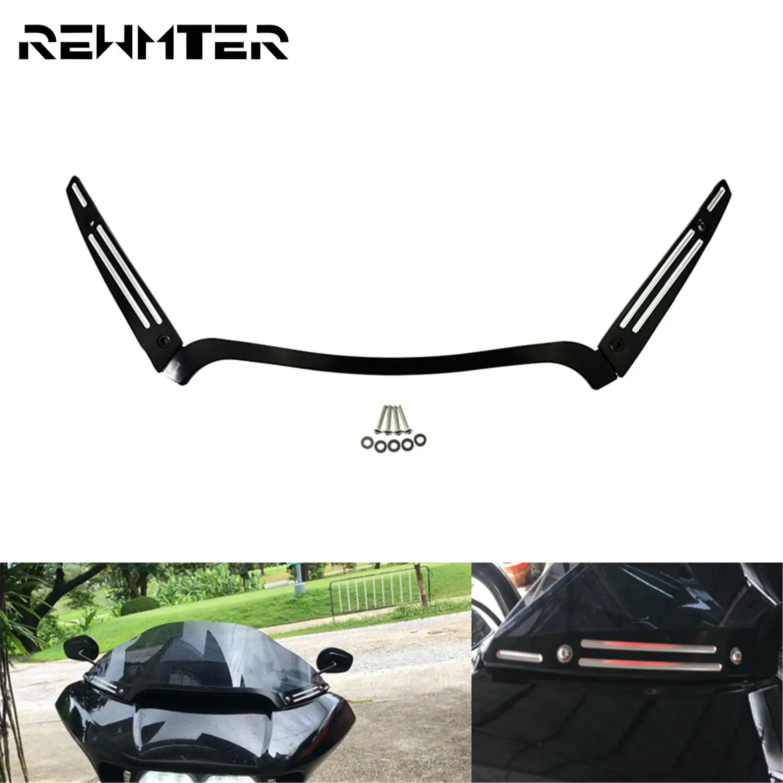 

Motorcycle Windshield Center Side Trim Kit Black Aluminum For Harley Touring Road Glide Ultra FLTRU FLTRX Special FLTRXS 2015-17