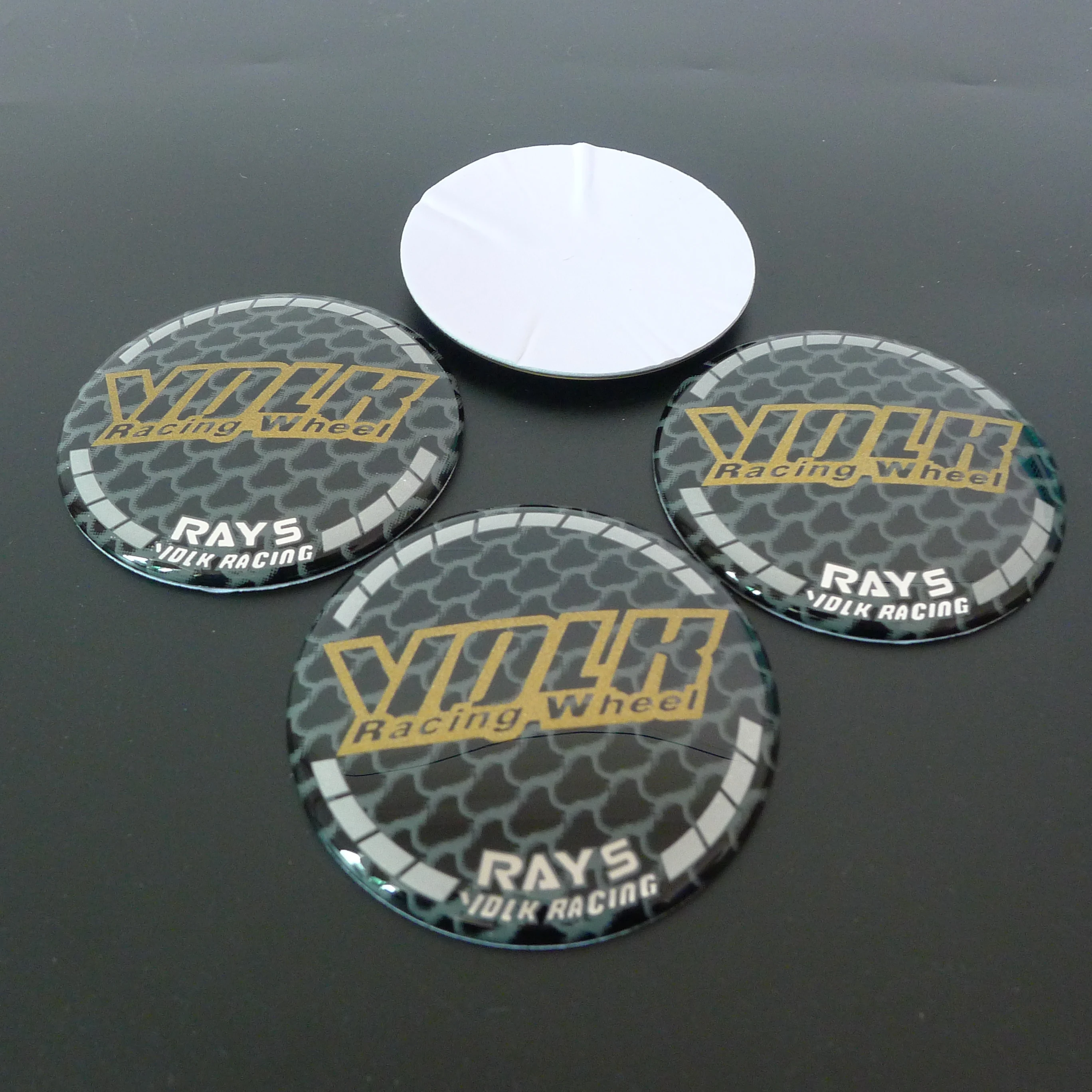 4pcs 56mm Wheel Center Hub Cap Sticker Badge Logo Emblem for VOLK Racing RAYS Cambered Surface