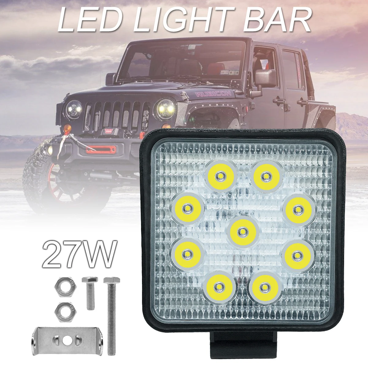 

4 Inch Led Wrok Light led bar LED lightbar 27W Spot Beam Work Lamps for Off-Road Suv Boat 4X4 Jeep JK 4Wd Truck 12V-24V IP68