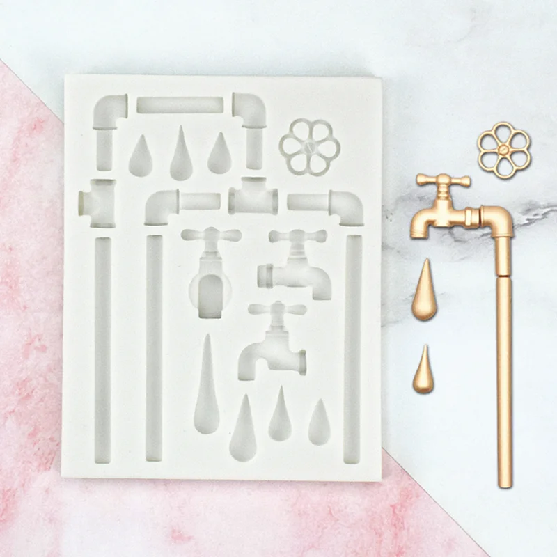 Water Pipe Faucet Water Drop Silicone Mold Resin Baking Decoration Tool DIY Cake Chocolate Dessert Candy Fondant Moulds