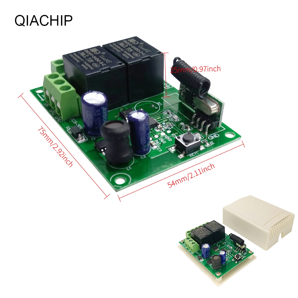 QIACHIP DC 6-30V przełącznik 2CH z modułem przekaźnik zdalnego sterowania uniwersalny 24V 2 opóźnienie 433MHz przekaźnik zdalnego sterowania