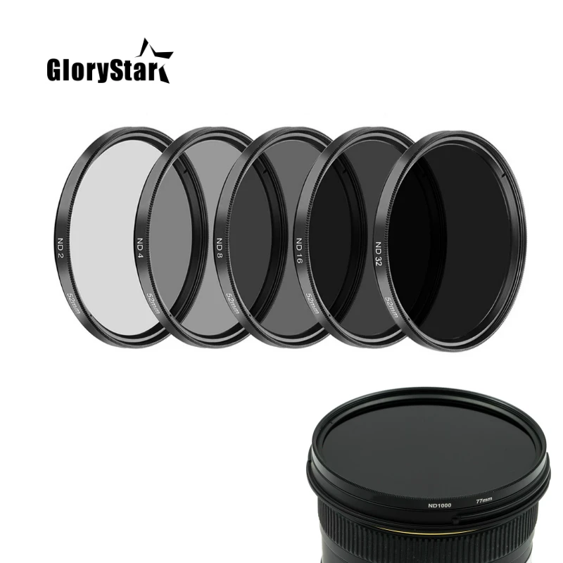 ND Filter ND2 ND4 ND8 ND16 ND32 ND64 ND1000 Filters 37/40.5/43/46/49/52/55/58/62/67/72/77/82mm for Canon Nikon Sony Penta Camera