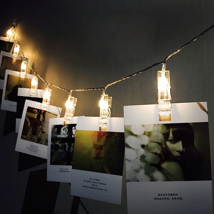 Upgrade Photo Clip String Light Decoration Fairy String Light Battery Powered Photo Clips Holder For Birthday Party Bedroom Wall