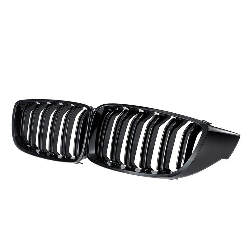 Front Grill Grilles Kidney Grill Replacement for BMW 4 Series F32 F33 F36 F80 F82 Double Slat M4 Sport Style Bright Black