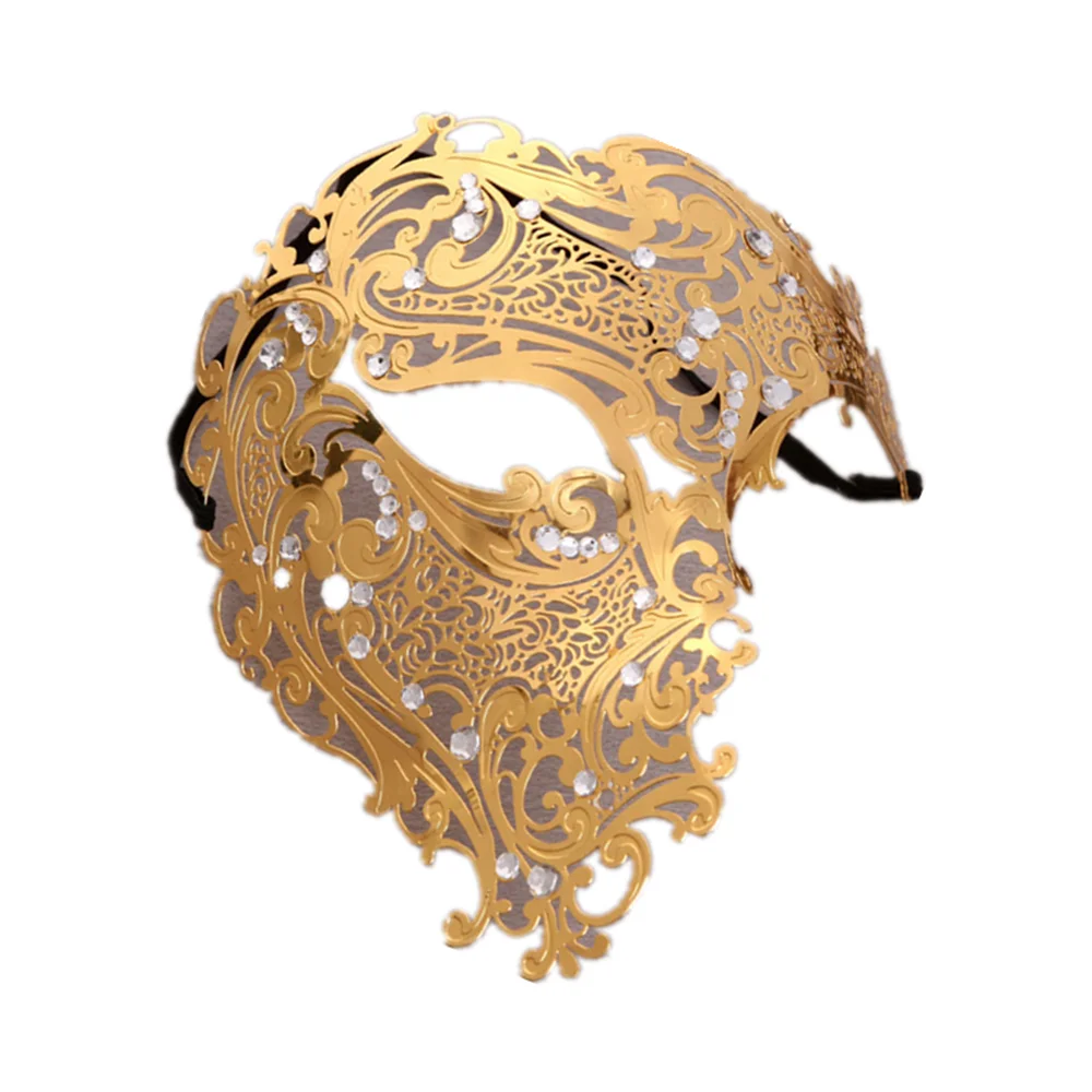 Skull Metal Mask Halloween Rhinestone Half Face Venetian Masquerade Men Women Skull Filigree Party Mask