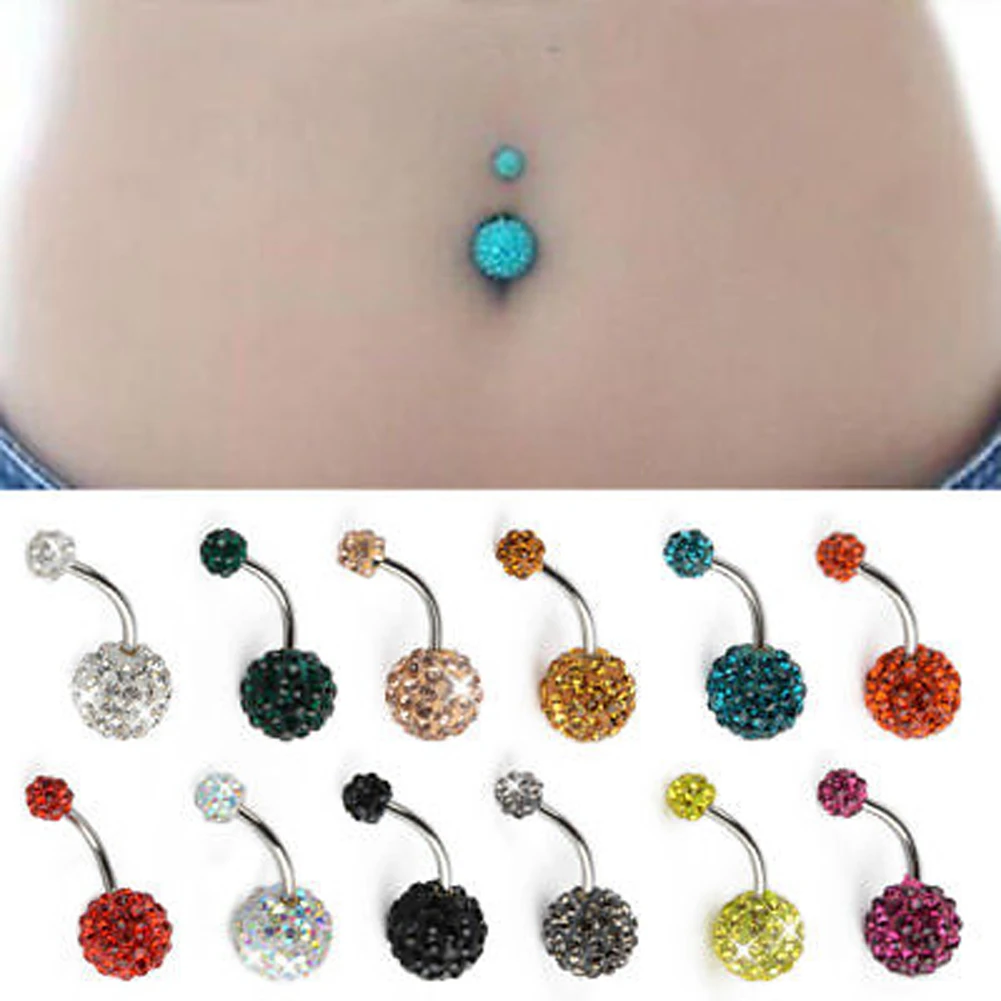 1PC Multi Crystal Steel Belly Piercings Navel Piercing Sexy Piercing Navel Earring Steel Body Jewelry Round Body Ring Jewelry