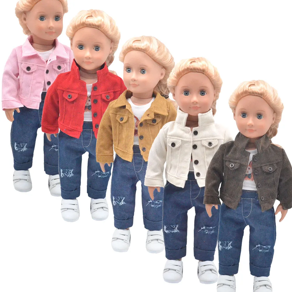 Dolls clothes Fashion jackets, jeans, T-shirts for 43-45cm Toys new born doll and American doll accessories Girl's gift