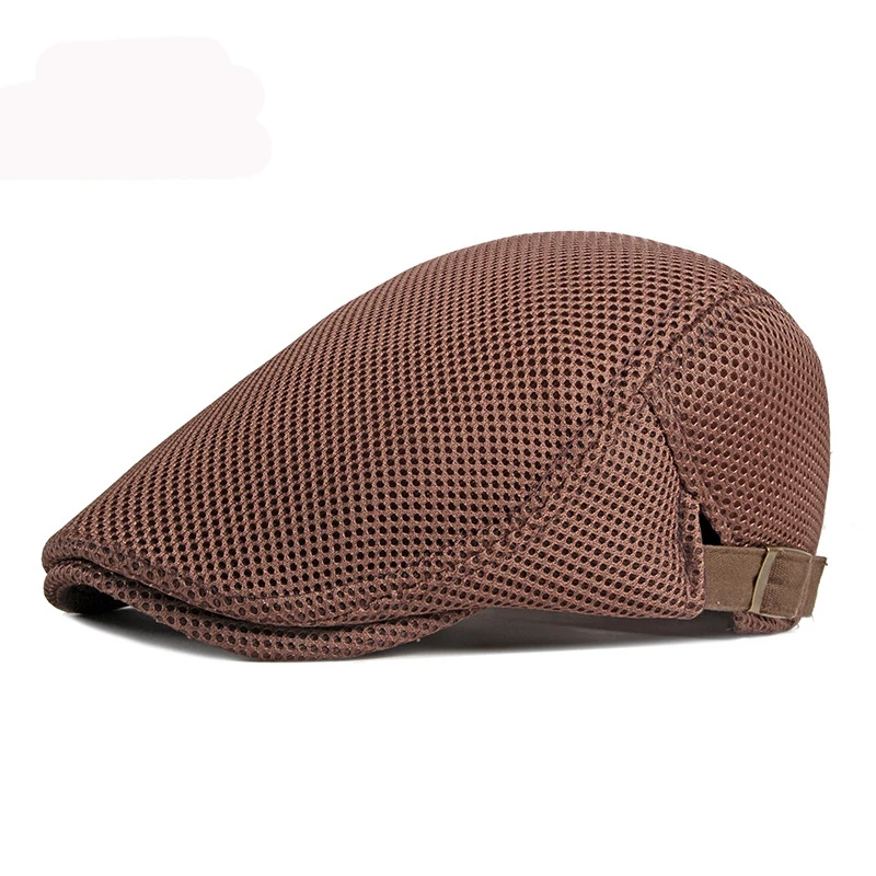 HT3015 Cap for Men Beret Breathable Spring Summer Mesh Cap Men Women Sun Hat Adjusted Flat Cap Beret Hat Cabbie Driver Beret Cap