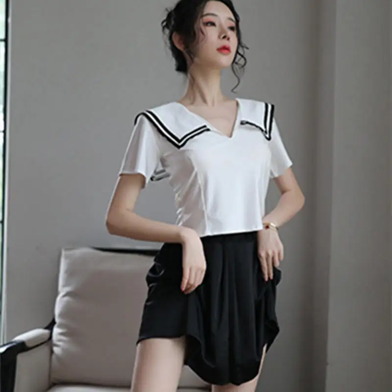 Sexy Lingerie Student Uniform Underwear Sailor Suit Square Collar Pleated Skirt Transparent Temptation Female Cosplay Costume