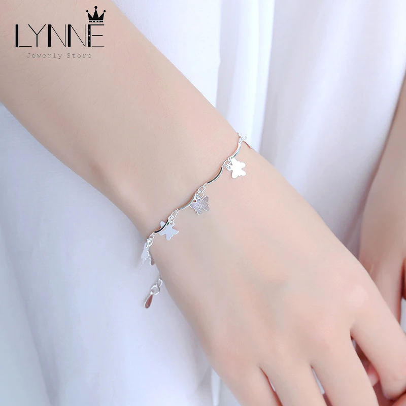 New Fashion Butterflies Pendant Bracelet 925 Sterling Silver Lucky Butterfly Charm Bracelets Hand Chain Women Girl Jewelry Gift