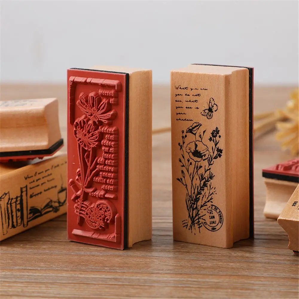 1PCS Holz Pflanze Blume Mädchen Dichtung Vintage Stempel DIY Handwerk Nähen Stanzen Scrapbooking Zubehör