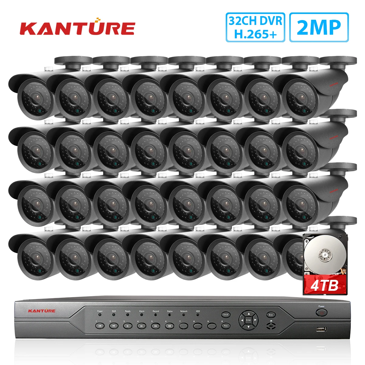 

KANTURE 32CH 5MP-N AHD DVR Kit CCTV Security Camera System 2MP Face Detection Outdoor Waterproof Camera Video Surveillance Kit