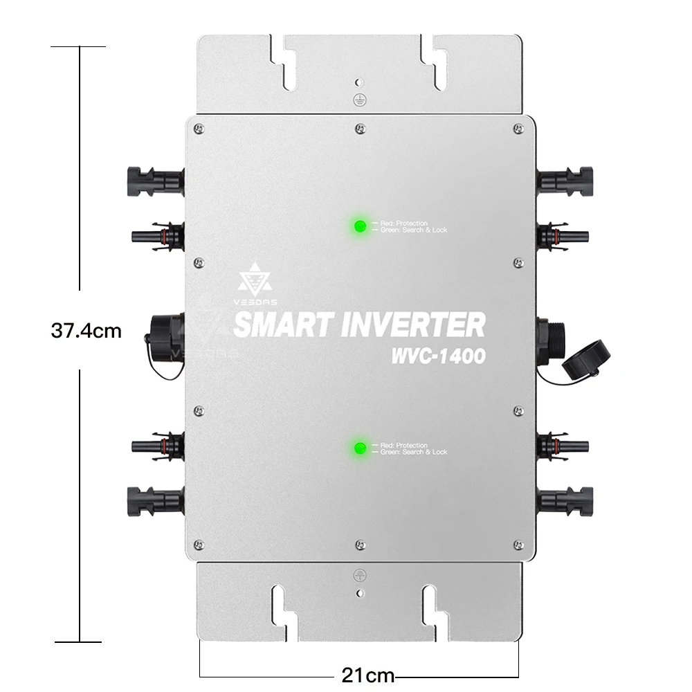 Microinversor Solar Dual MPPT de 1400W, convertidor IP65 de onda sinusoidal pura para PV de 4x350W, 30V y 36V