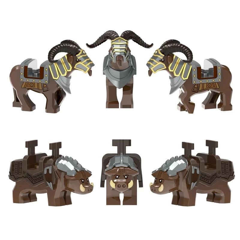 MOC Medieval Knight Figures Weapons Building Block Soldiers Shield Helmets Armor Horse Sheep Mount Accessories Bricks Toys C274