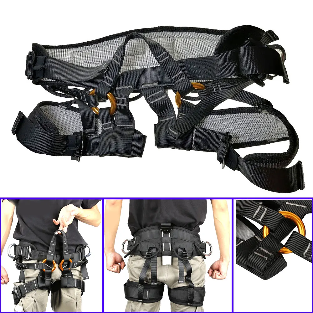 Professional Outdoor Sports Mountaineering Safety Belt Downhill Rock Mountain Rappel Climbing Harness Waist Survival Tools