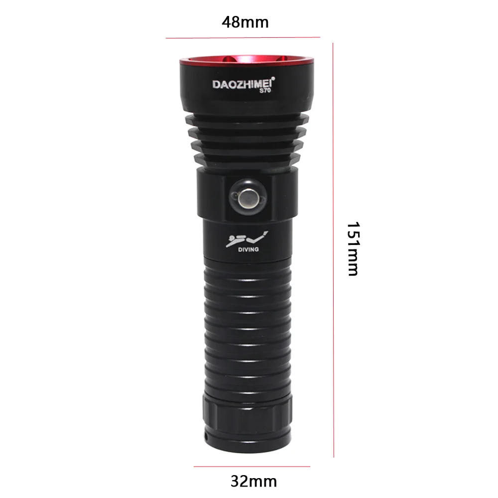 6000 Lumens Diving Flashlight P70 LED Yellow/White Light 3 Modes Underwater Light IPX8 Waterproof Tactical led Lantern