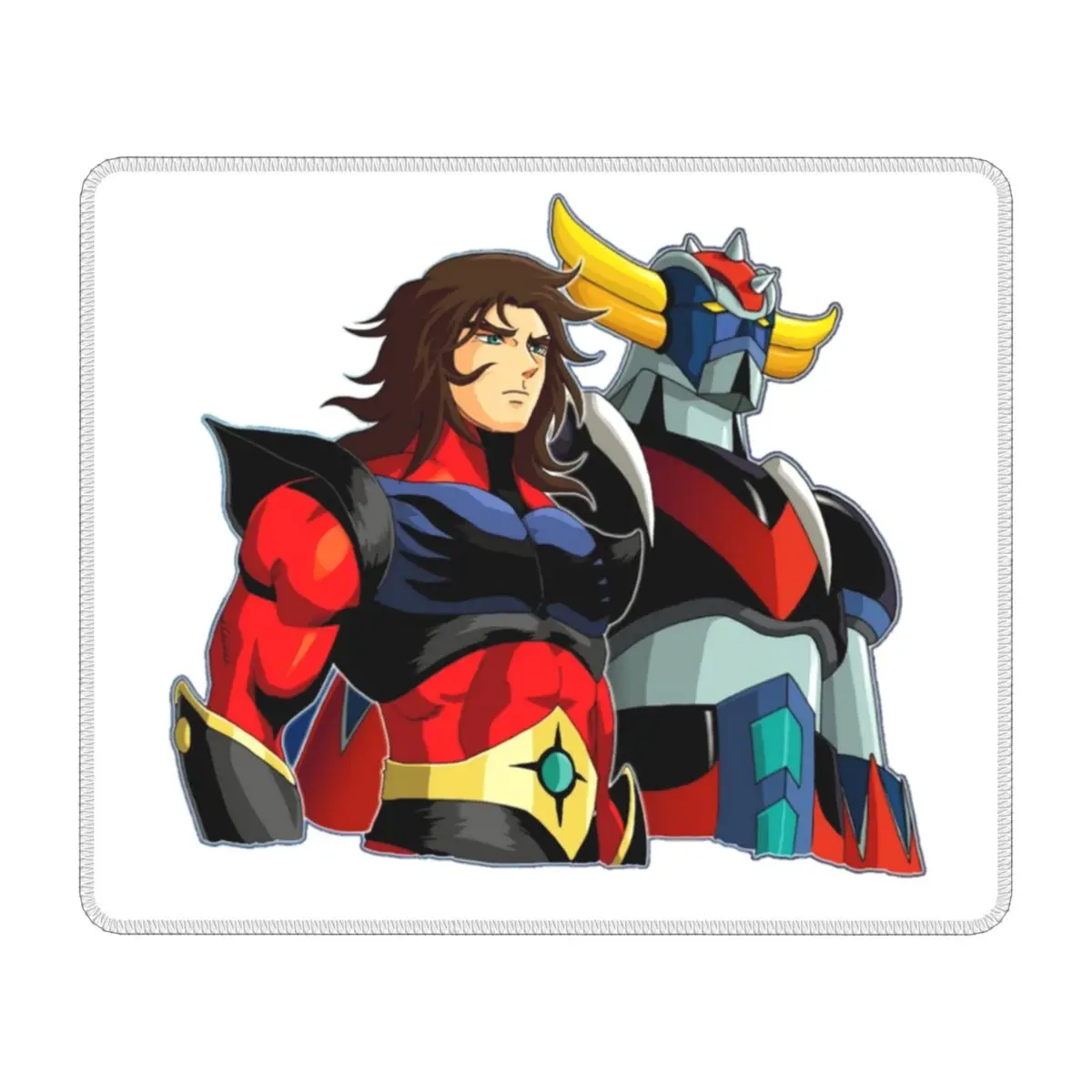 Grendizer And Actarus Metal Laptop Mouse Pad Square Mousepad with Stitched Edges Non-Slip Rubber UFO Robot Goldrake Desk Mat