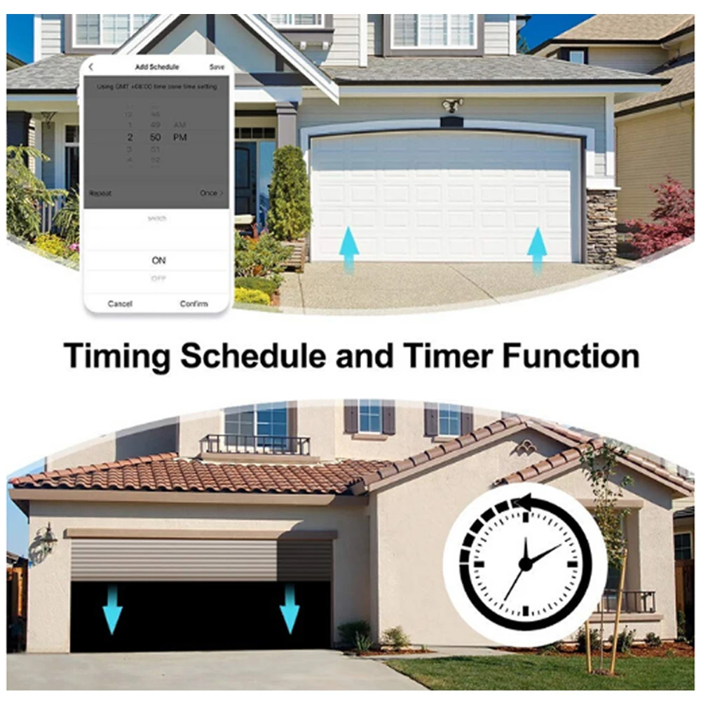 Tuya Smart Garage Door Opener Controller WiFi Switch App Remote Control Timer Works with Alexa Google Assistant Voice Commands