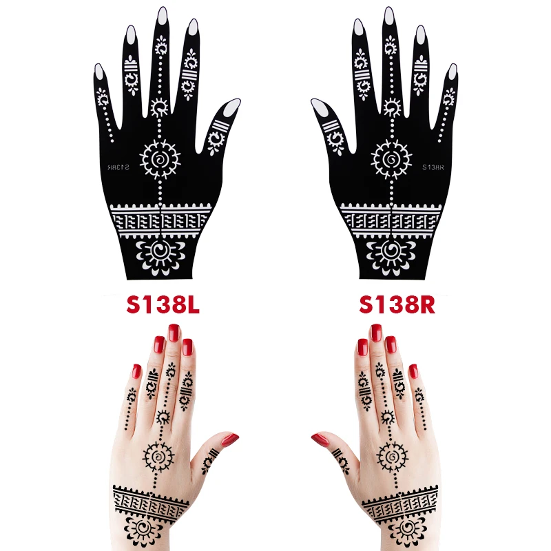 10PCS Self-Adhesive Reusable Henna Tattoo Stencils,Mehndi Indian Temporary Hand Tattoos For Body Art Painting 5 Pairs