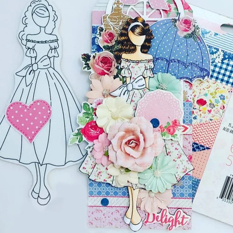 Clear Stamps Fashion Girl Figure Various Boho Dress Clothing Hairstyle Headwear Hats Flowers DIY Craft Paper Cards Scrapbooking