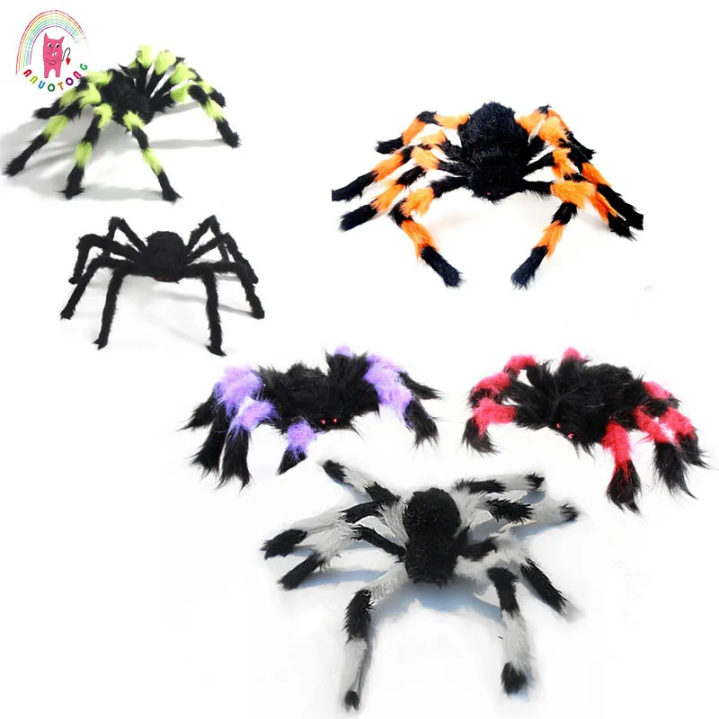 Animales de peluche de araña de gran tamaño, juguetes blandos de broma simulada de 50cm, Casa Encantada, fiesta temática de halloween