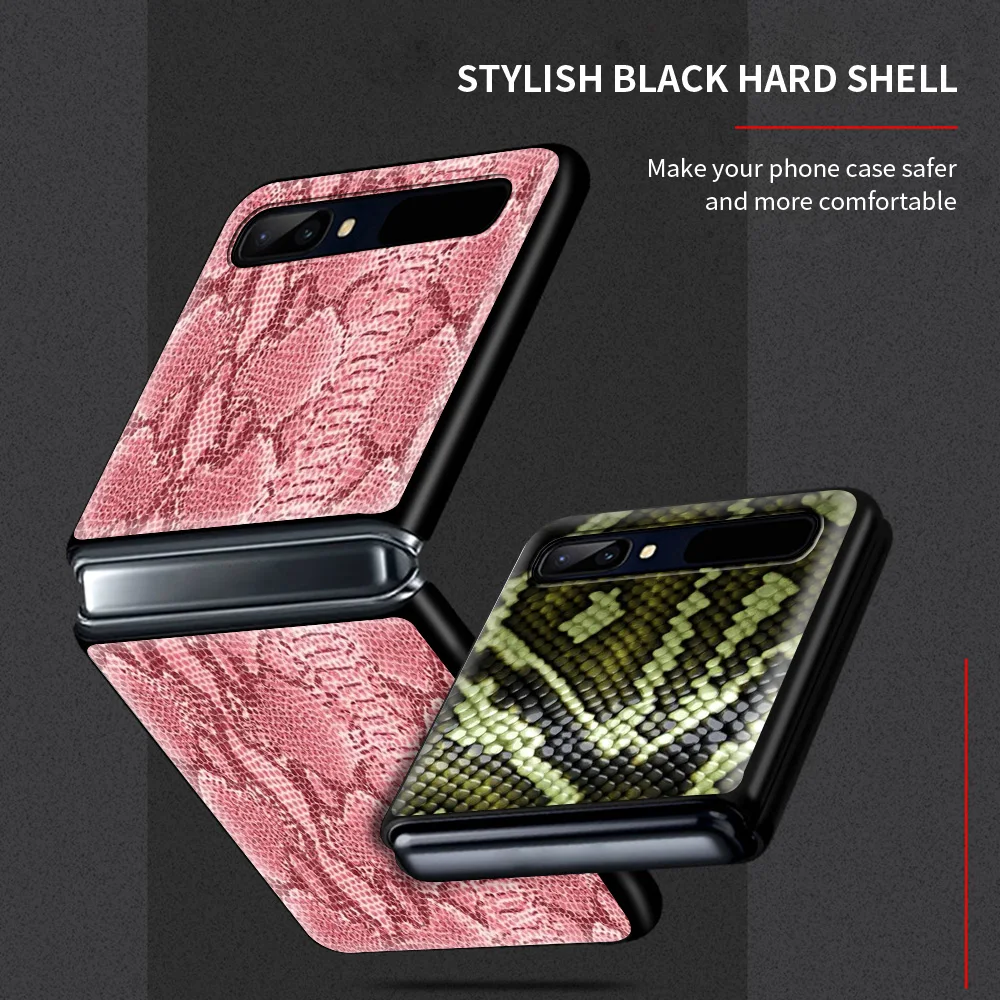 Zflip4 Phone Case For Samsung Z Flip3 5G z flip 3 5G zFlip Cover Cellphone Shell Caso Mobilephone Fundas Luxury Snake Skin Art