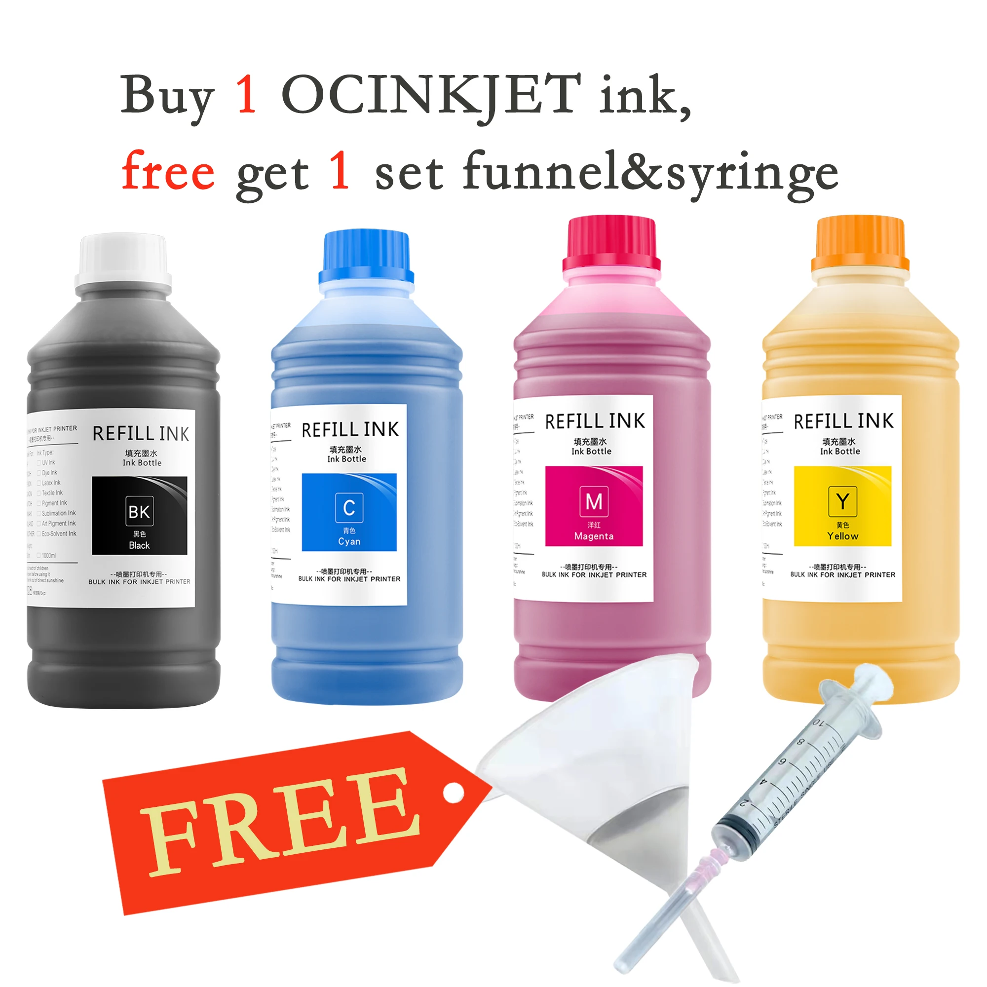 OCINKJET For HP 973 973XL Refill Pigment Ink 4 X 1000ML Cartridge Compatible For HP Pagewide 352DW 452DW 552DW 377 477 577DW