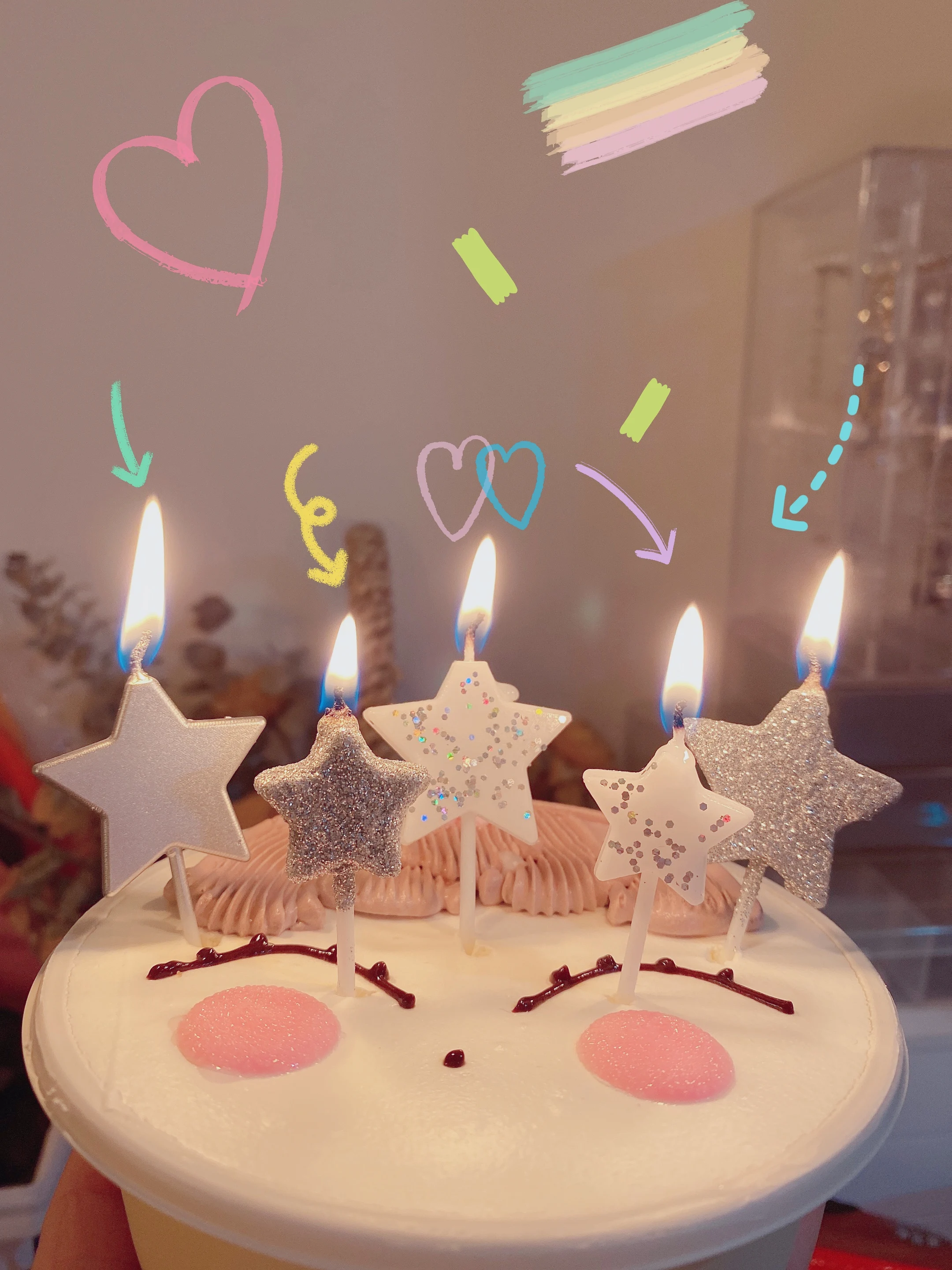 

Gold Silver Star Cake Candle Smokeless Candle Children's Day Happy Birthday Wedding Gold Powder Cupcake Topper DIY Baking Suppli