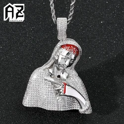 Virgin Mary Iced Out Pendants Necklaces AAA+ Zircon Classic Christian Necklace Long Link Chain Necklaces For Men Women Jewelry