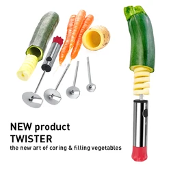 Drill Vegetable Fruit Corer With Ergonomic Anti-Slip Handle Denucleator For Coring Hollowing Out Zucchini Potatoes Carrot Pear