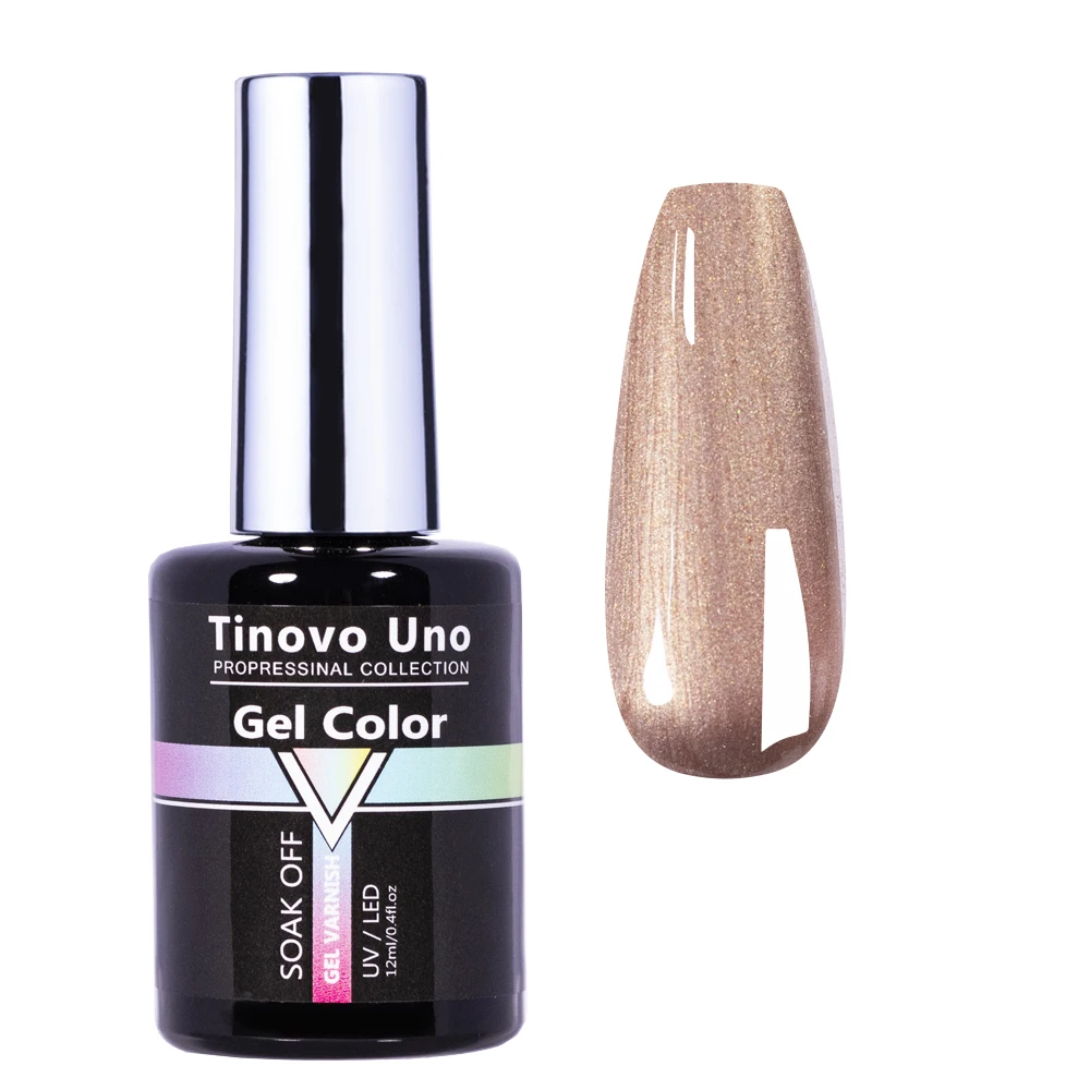 Tinovo Uno Metallic Nagel Gel Polnisch Schimmer Glitter Braun UV Gel Hybrid Lack Semi Permanent Lack Herbst Winter Farbe Nailart